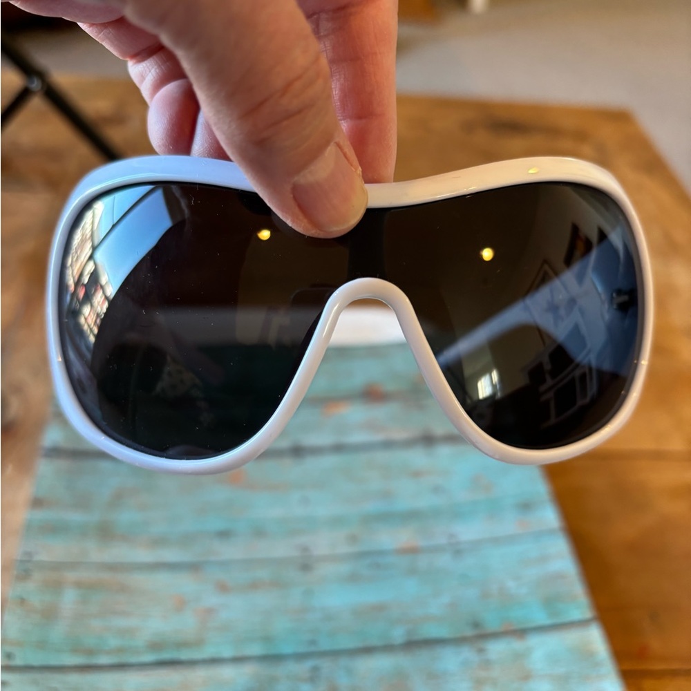 Amazon White framed sunglasses with sporty aesthetic